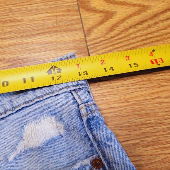 Levi's Light Blue Distressed Jean Shorts - Picture 8 of 12